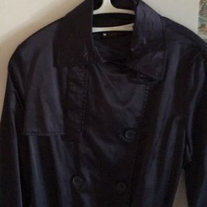 Italian made black sateen  lightweight overcoat